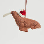 Fair Trade Wool Felt Santa Walrus Ornament