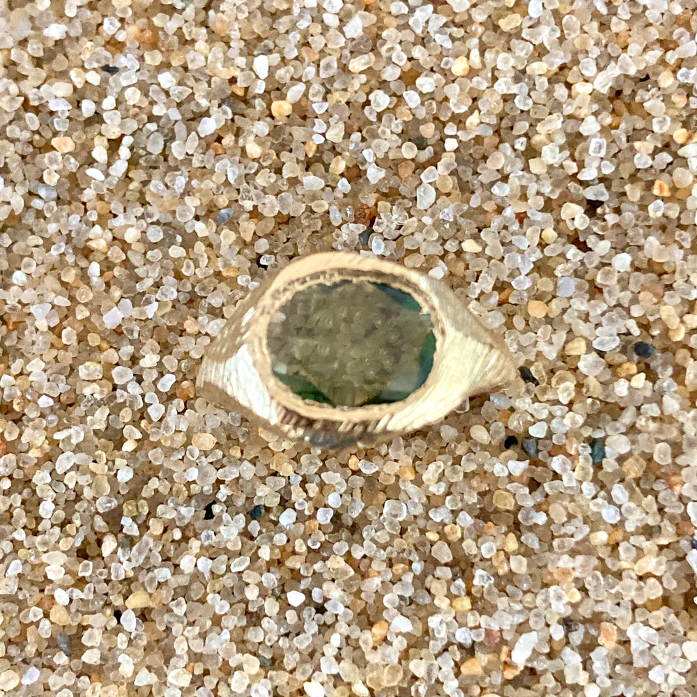 Green Sapphire 18K Gold Signet Ring