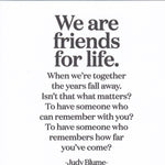 Judy Blume "We Are Friends For Life" Card