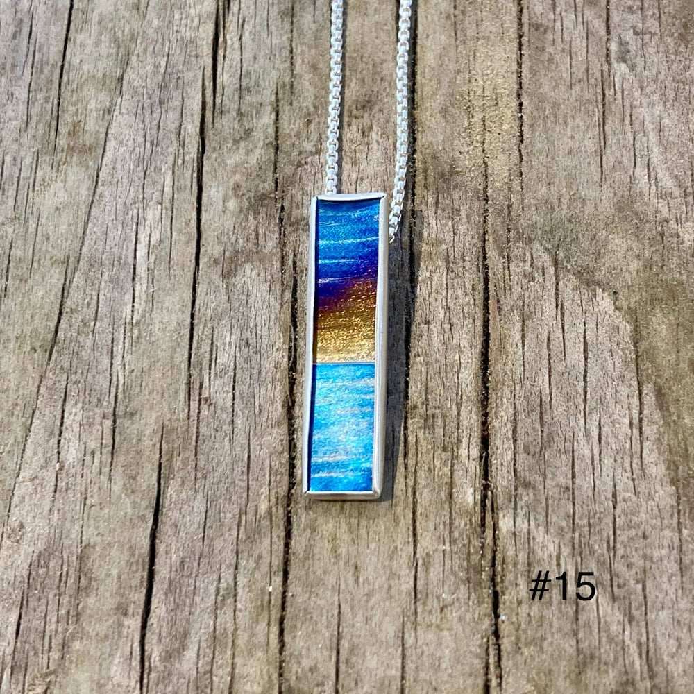 Flame Painted Titanium Beach Sunset Necklaces