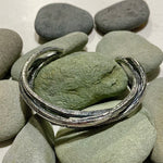 Oxidized Sterling Silver Peony Branch Cuffs