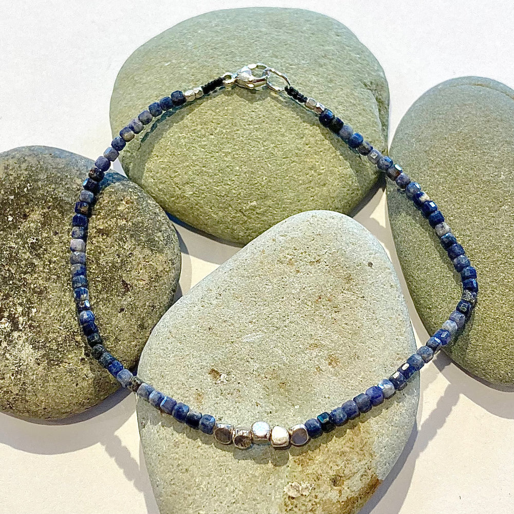 One of a Kind Faceted Square Cut Sapphire Bracelets