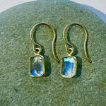 One of a Kind 18K Gold Framed Moonstone Earrings