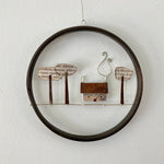 "Cottage with Trees" Reclaimed Materials Hoop Diorama