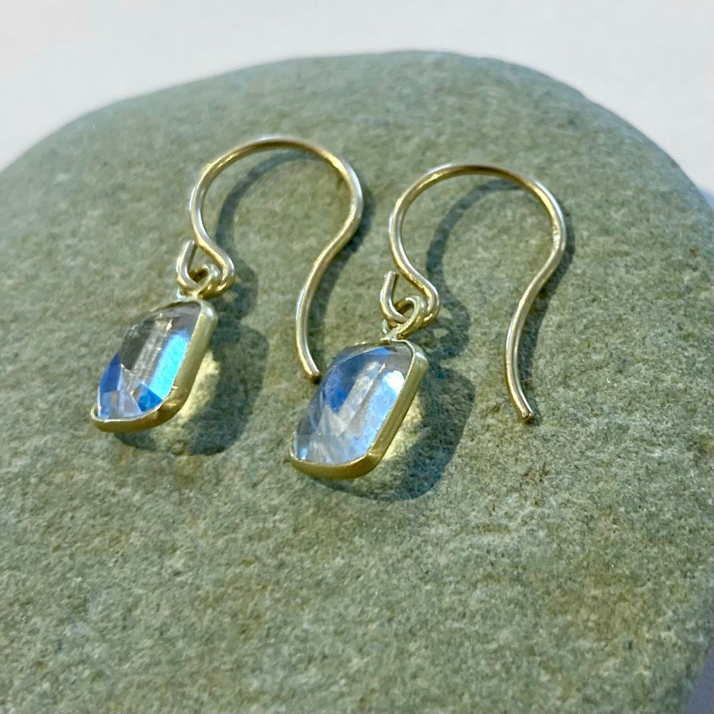 One of a Kind 18K Gold Framed Moonstone Earrings