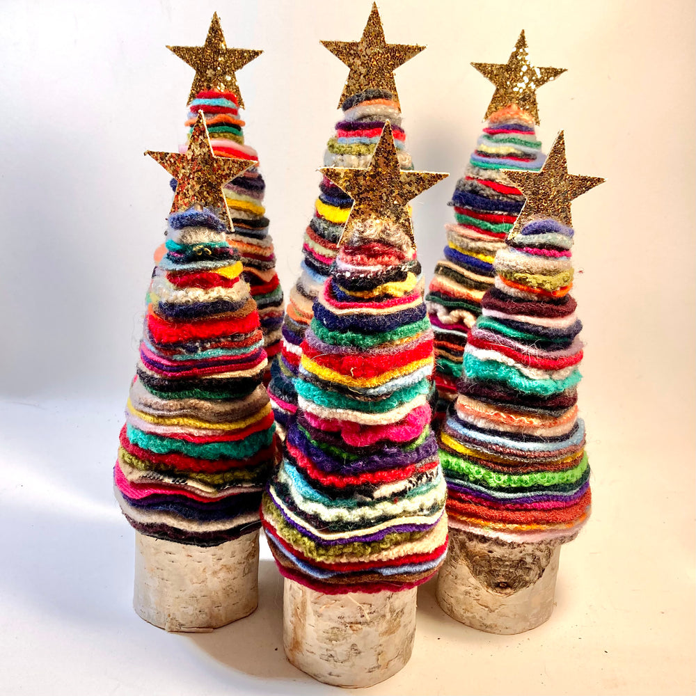 Upcycled Wool Christmas Trees