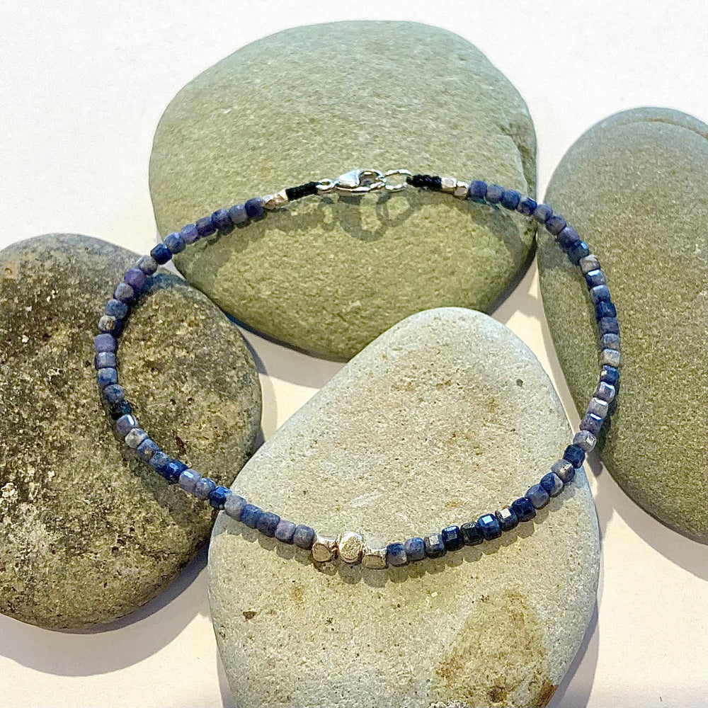One of a Kind Faceted Square Cut Sapphire Bracelets