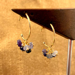 Sapphire Cluster 18K Gold Hoop Earrings