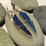 One of a Kind Blue Druzy Sterling Siver Earrings