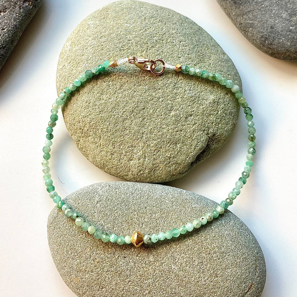 One of a Kind Emeralds with 18K Gold Bracelets