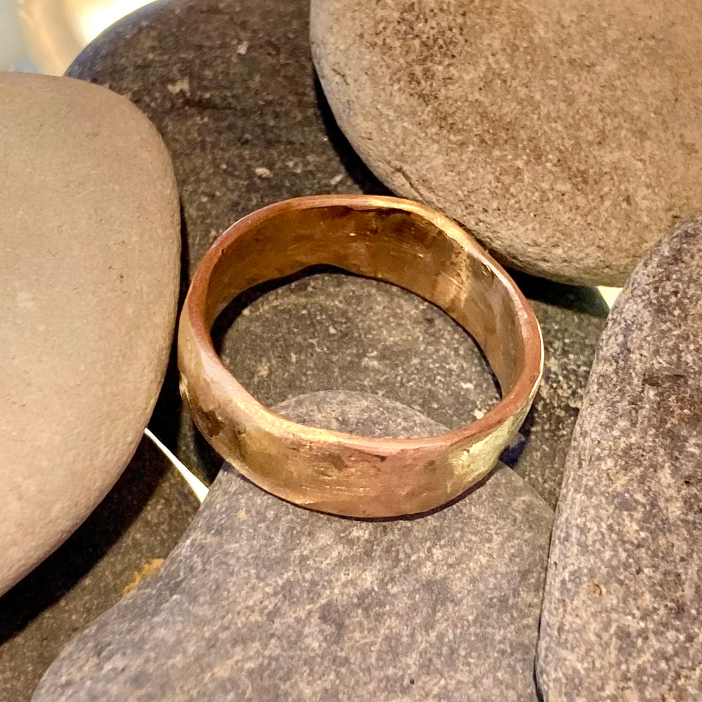 Amalgam Gold Hammered Band Ring