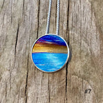 Flame Painted Titanium Beach Sunset Necklaces