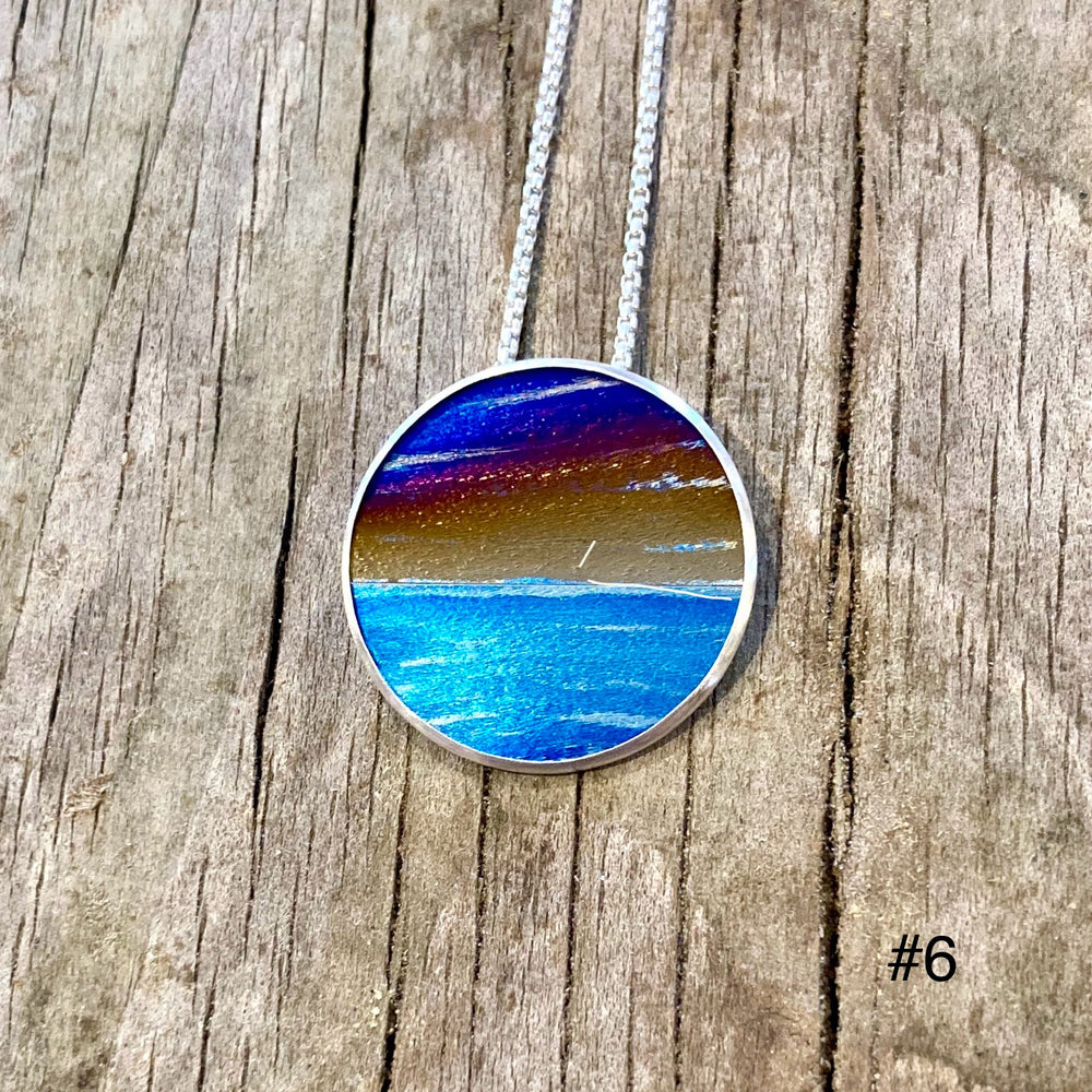 Flame Painted Titanium Beach Sunset Necklaces
