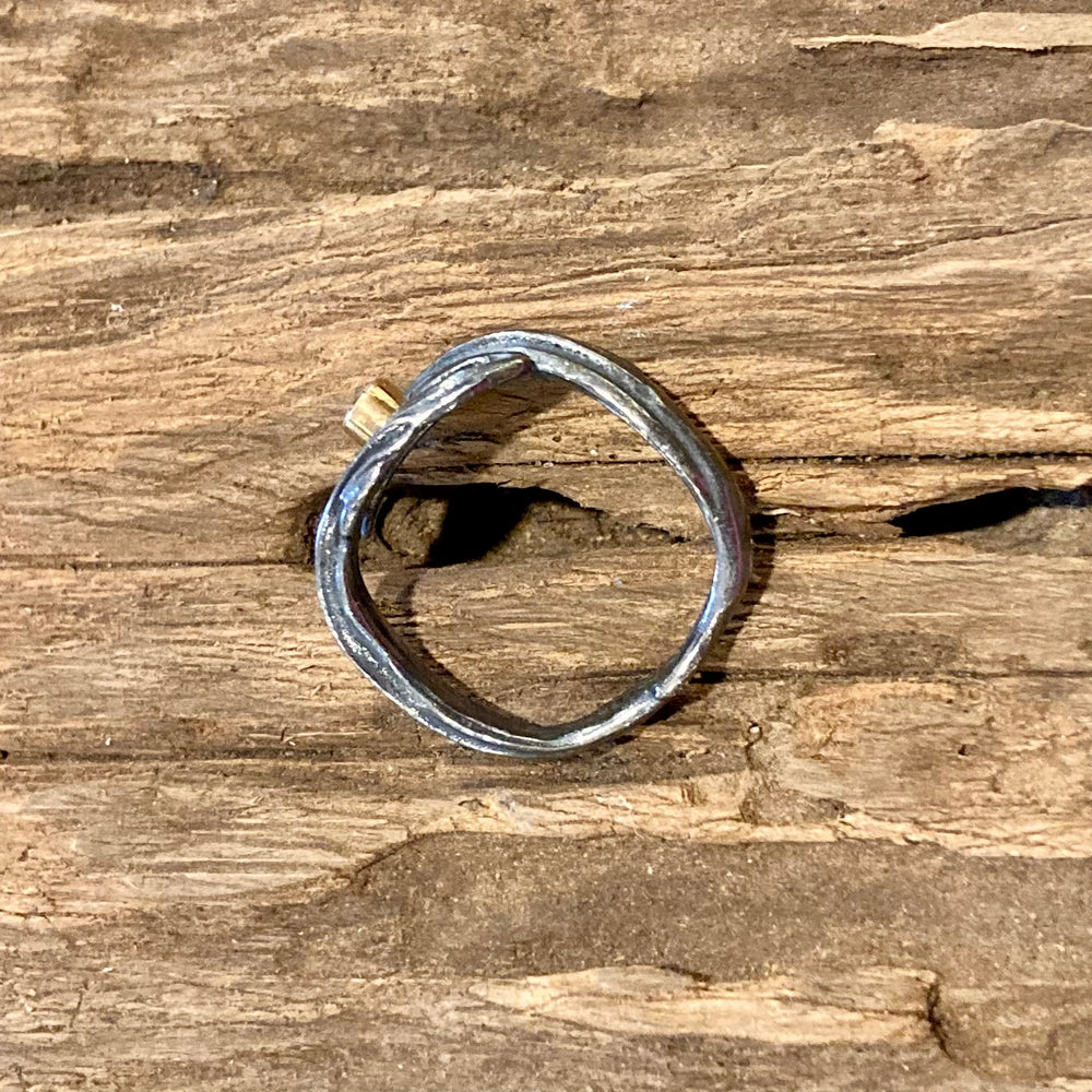 Deconstructed Diamond and Oxidized Sterling Silver Ring