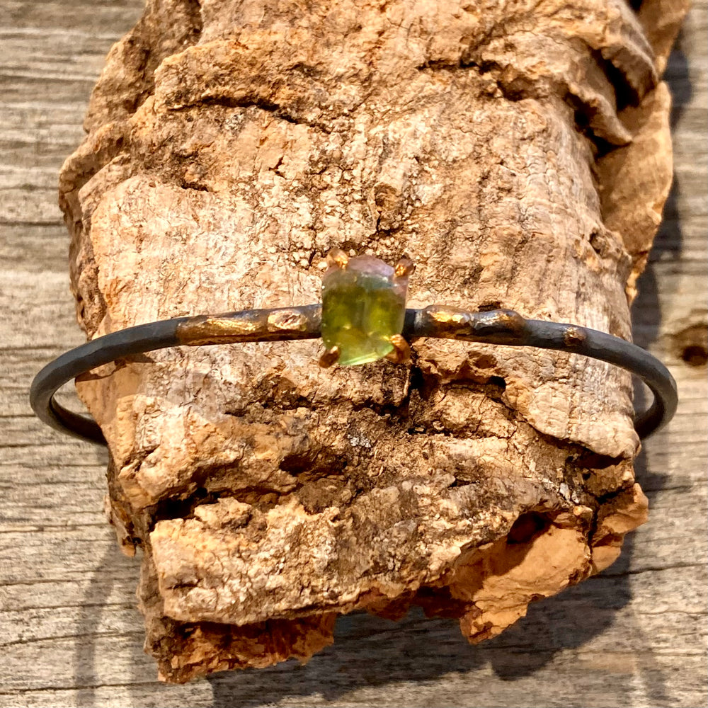 Amalgam Gold and Oxidized Sterling Silver Tourmaline Cuff