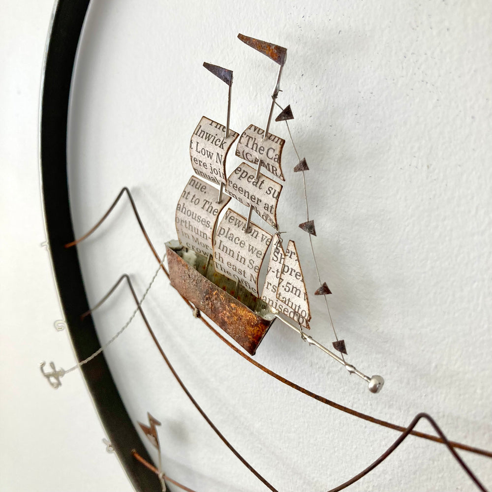 "Out At Sea" Reclaimed Materials Medium Hoop Diorama