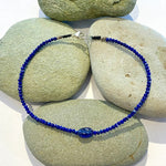 One of a Kind Faceted Lapis and Sapphire Cabachon Bracelets