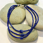 One of a Kind Faceted Lapis and Sapphire Cabachon Bracelets