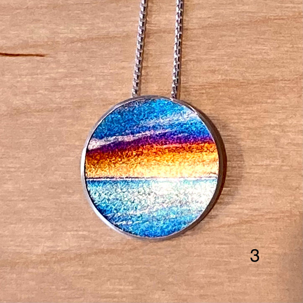 Flame Painted Titanium Beach Sunset Necklaces