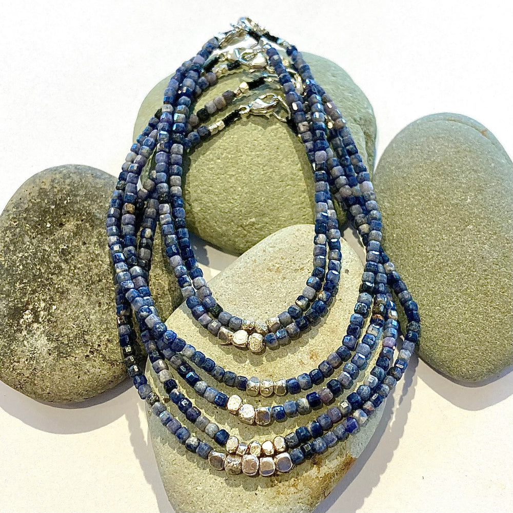 One of a Kind Faceted Square Cut Sapphire Bracelets