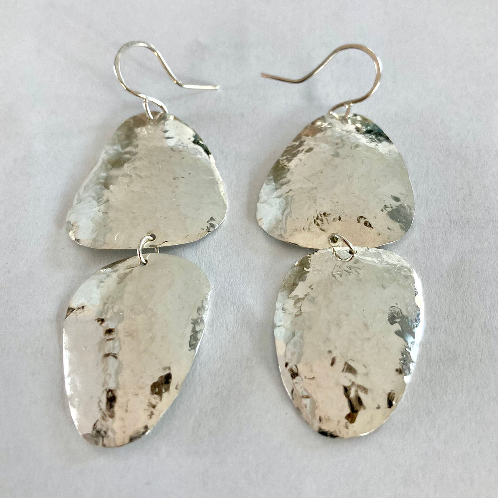 Sterling Silver Small Double Pebble Earrings