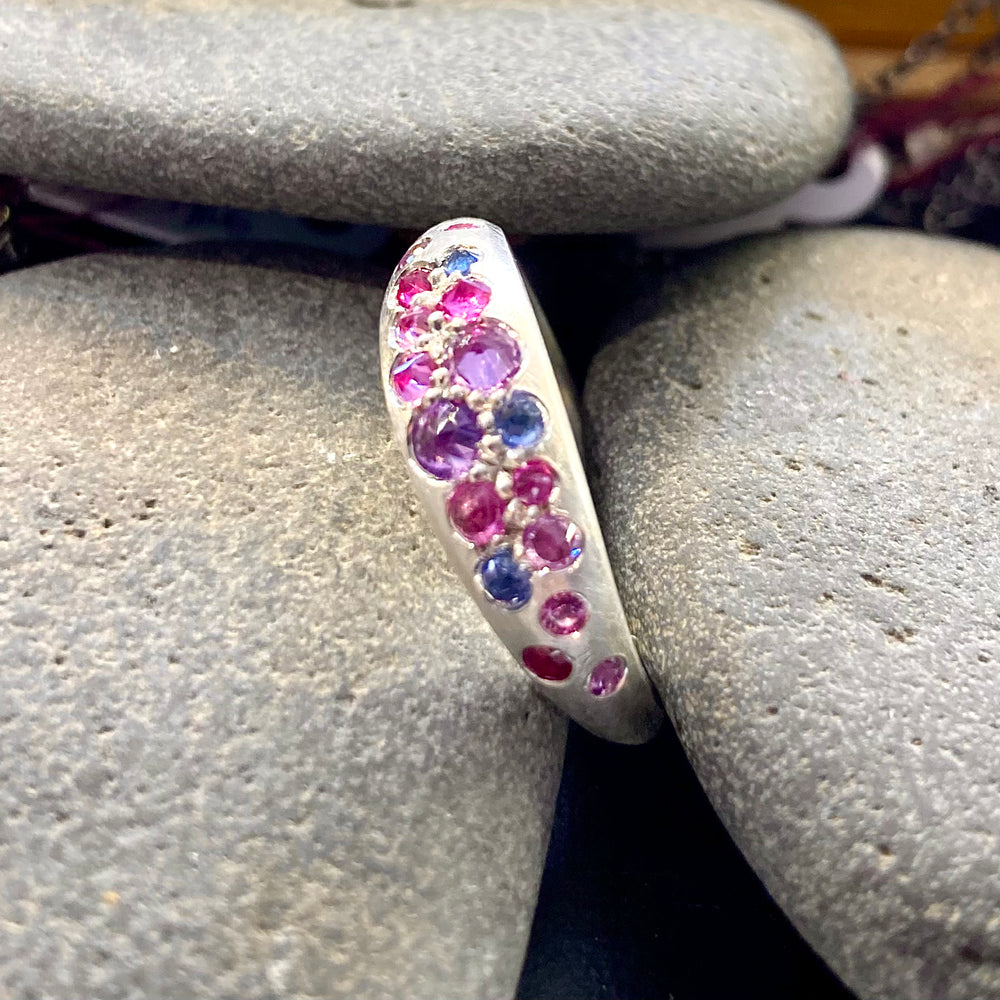 Rock Candy Sapphires Tapered Sterling Silver Ring