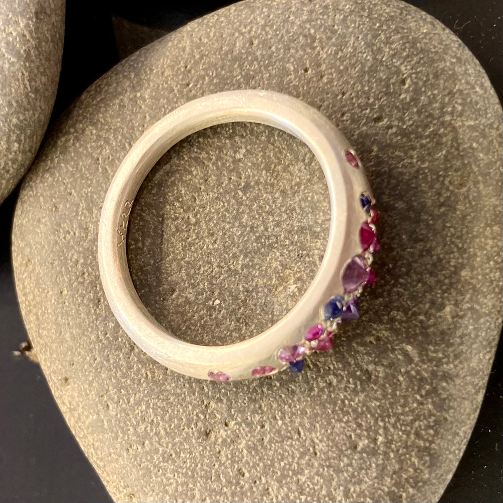 Rock Candy Sapphires Tapered Sterling Silver Ring