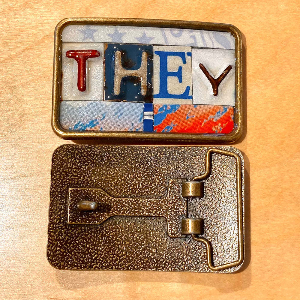 They Upcycled License Plate Belt Buckle