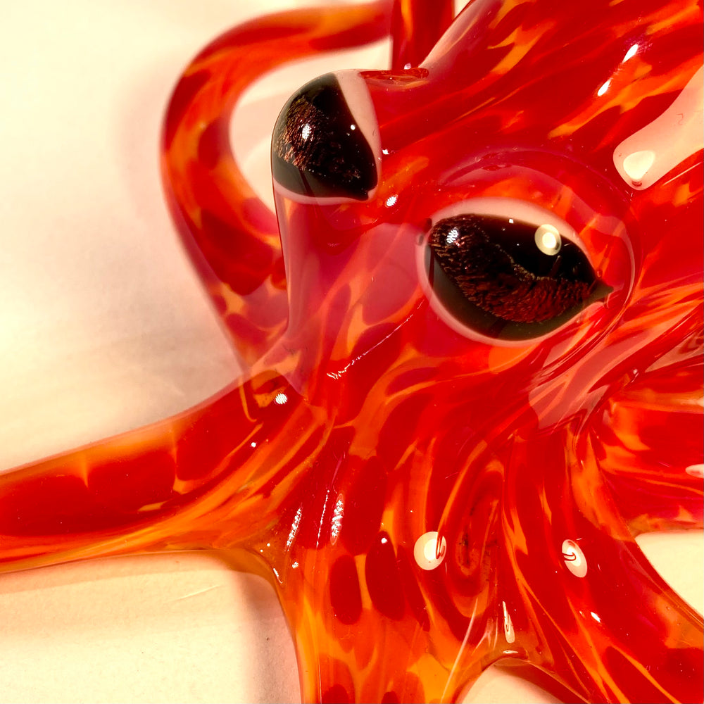 Fire Speckled Blown Glass Octopus