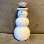 Glass Snow Man with Flower Hat
