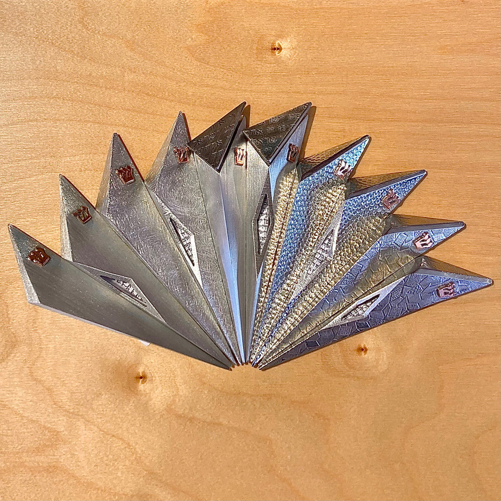 Pewter Modernist Mezuzahs