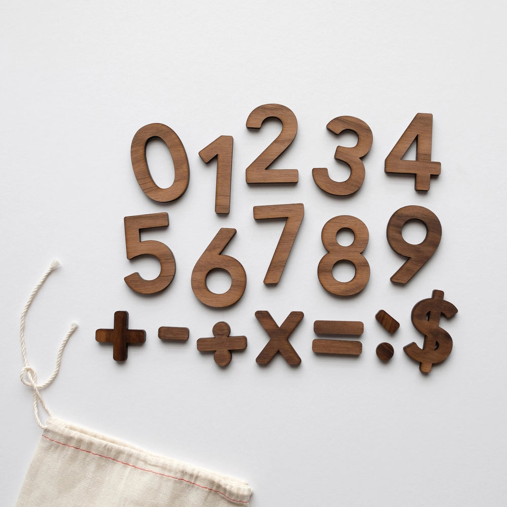 Handmade Wooden Numerals and Math Set