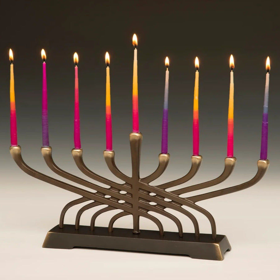 Modern Cross Weave Hanukkah Menorah