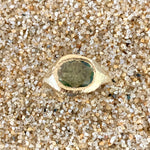 Green Sapphire 18K Gold Signet Ring