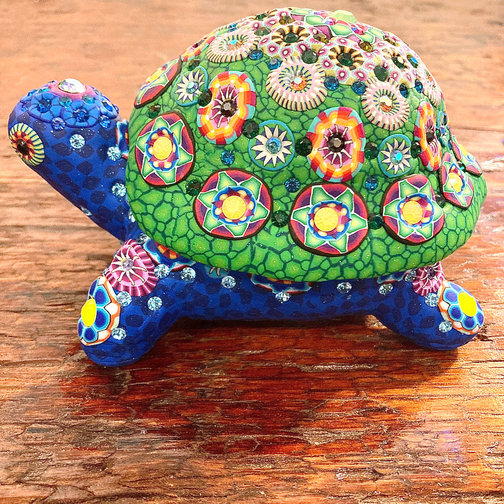 Porcelain Turtle Box Inlaid with Swarovski Crystals