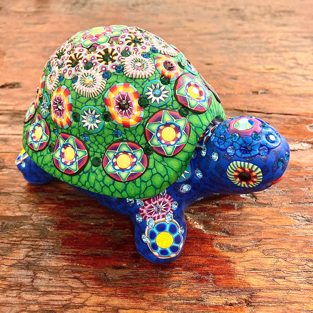 Porcelain Turtle Box Inlaid with Swarovski Crystals