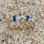 Stars in the Sky Faceted Sapphires Diamonds and 14K Gold Ring