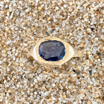 Blue Sapphire 18K Gold Signet Ring