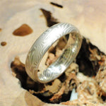14K Palladium White Gold and Sterling Silver Mokume Gane Ring