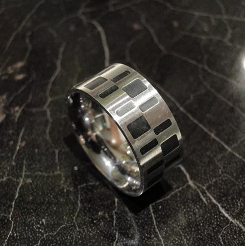 Stainless Steel Matrix Ring With Enamel Inlay