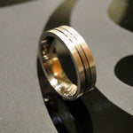 Stainless Steel and Platinum Titan Ring