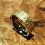 Stainless Steel and 18K Gold "Barbarella" Etched Ring