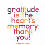 Jean Massieu "Gratitude Is The Heart's Memory" Thank You Card