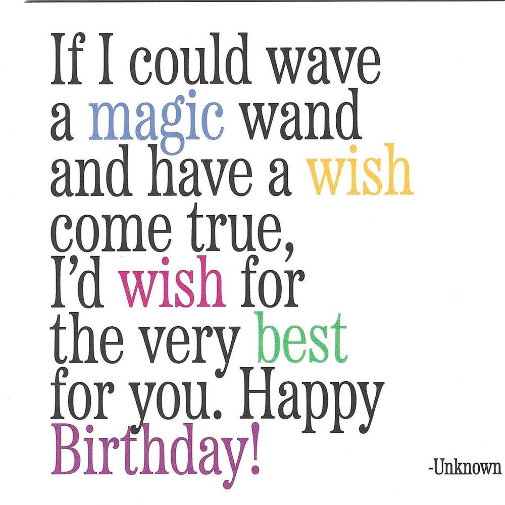 Unknown "If I Could Wave a Magic Wand" Birthday Card