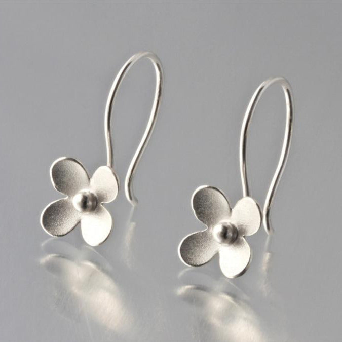 Cherry Blossom Sterling Silver Loop Earrings