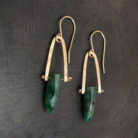 Forest Emerald Speartip Earrings