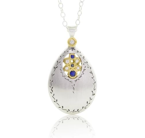 Arbor Diamond Sapphire, 18K Gold and Sterling Silver Pendant Necklace