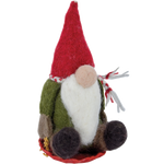 Fair Trade Sledding Gnome Wool Felt Ornament