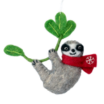 Fair Trade Wool Felt Christmas Sloth Ornament
