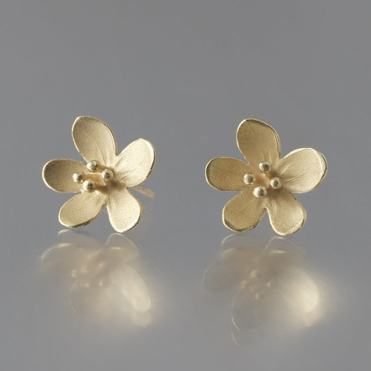 Apple Blossom 18K Gold Post Earrings